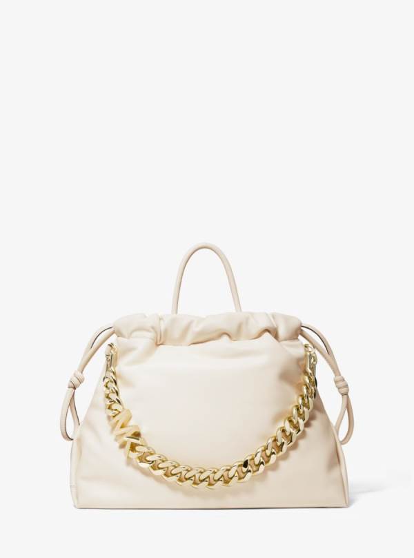 Damske Prenosná Taška Michael Kors Lina Medium Logo Faux Leather Krém - Kabelky Michael Kors Lacne | OVMAE-3047